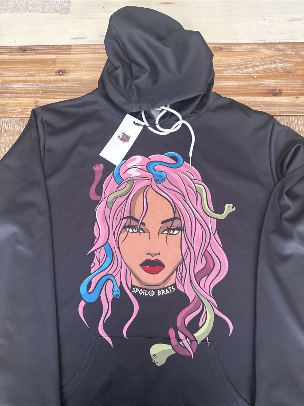 Black Graphic Hoodie Spoiled Brat Designer